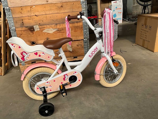 Sjoef dolly kinderfiets wit/roze 12 inch - afbeelding 5 van  12