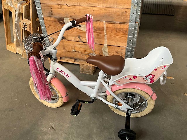 Sjoef dolly kinderfiets wit/roze 12 inch - afbeelding 11 van  12