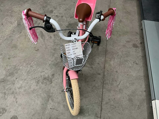 Sjoef dolly meisjes fiets roze 16” met zijwieltjes - afbeelding 8 van  8