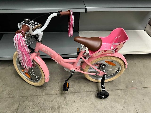 Sjoef dolly meisjes fiets roze 16” met zijwieltjes - afbeelding 9 van  11