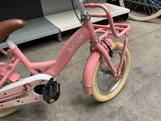 Sjoef meisjes fiets roze 14” met zijwieltjes - afbeelding 4 van  10