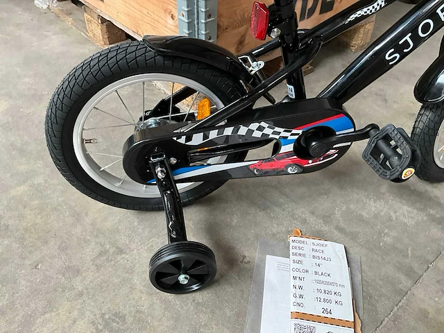 Sjoef race kinderfiets 14” zwart met zijwieltjes - afbeelding 6 van  13