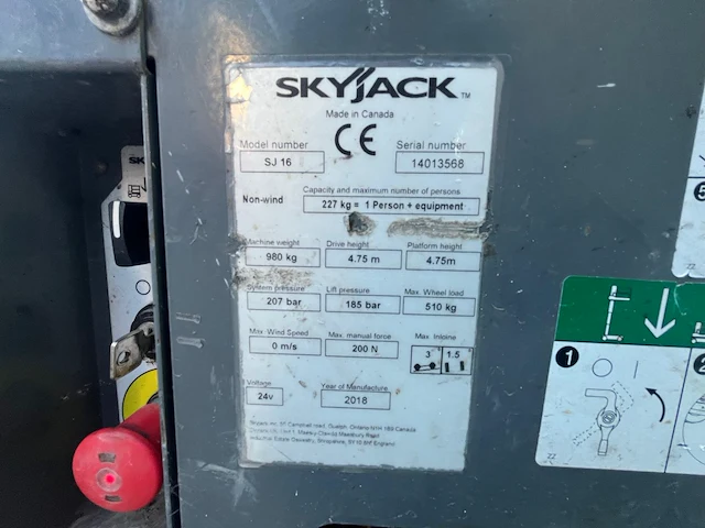 Skyjack sj16 elektrische personenhoogwerker - 2018 - 322 draaiuren - afbeelding 18 van  20
