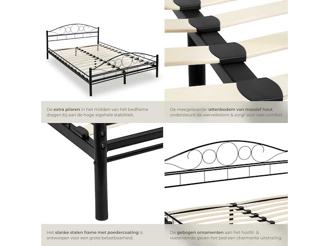Slaapkamerbed met lattenbodem - romantisch ontwerp - 180x200cm - afbeelding 5 van  7