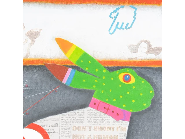 Slabbinck frank (1942), 'don't shoot', acrylic on canvas 50 x 40 cm. (19.67 x 15 3/4 in.) - afbeelding 6 van  6