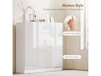 Slanke schoenenkast met entree voor 25-30 paar schoenen met zachte deuren, glanzend wit - afbeelding 4 van  6