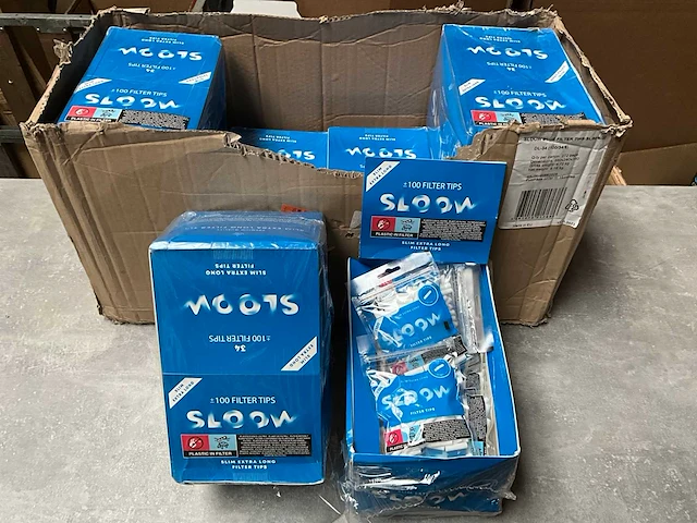 Sloow sigaret filters doos 34x +/- 100 stuks (8x) - afbeelding 1 van  5