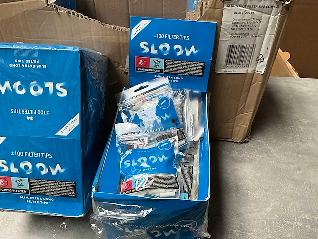 Sloow sigaret filters doos 34x +/- 100 stuks (8x) - afbeelding 2 van  5