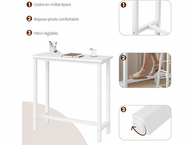 Smalle en hoge bartafel 100x40x100cm - afbeelding 4 van  7