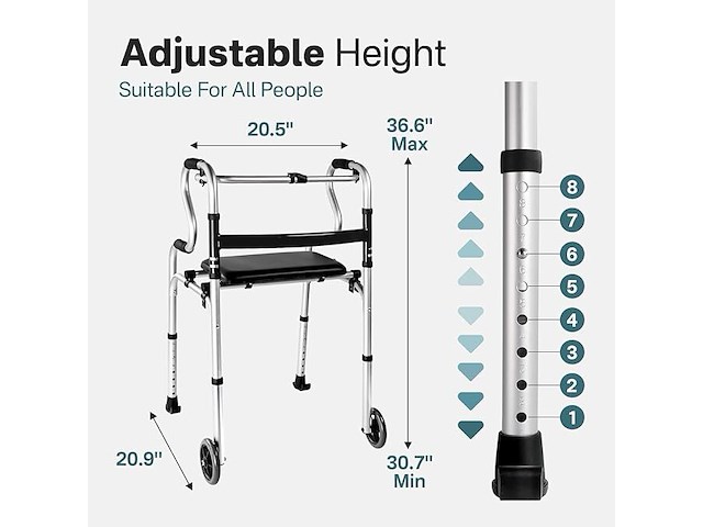 Smalle rollator vaste voet of wielen - afbeelding 5 van  6