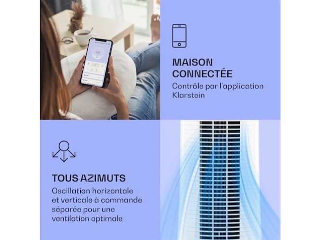 Smart air cooler - klarstein skycraper ice smart - ventilator - wit - afbeelding 4 van  4