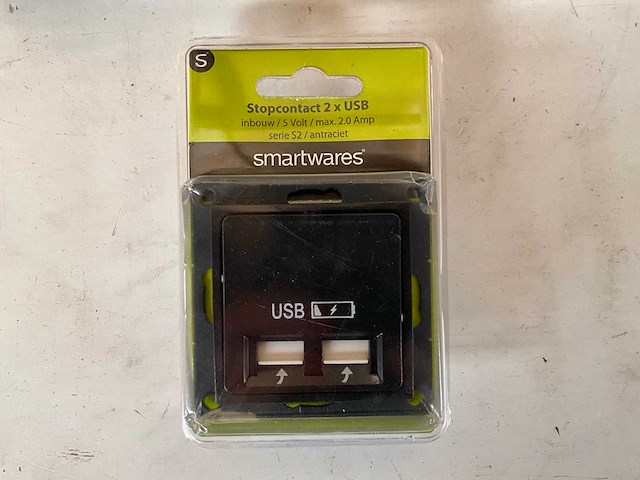 Smartwares stopcontact 2x usb inbouw 5 volt serie s2 antraciet (200x) - afbeelding 2 van  3