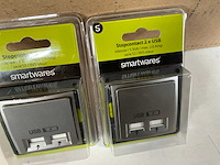 Smartwares stopcontact 2x usb inbouw 5v/max 2.0 amp serie s2 (60x) - afbeelding 3 van  6
