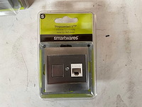 Smartwares stopcontact utp inbouw 2x 8 polig serie s2 rvs kleur (150x) - afbeelding 3 van  3