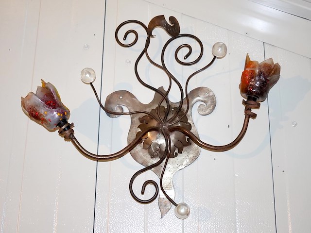 Smeedijzeren wandlamp - afbeelding 1 van  4