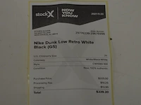 Sneaker nike dunk low retro white black (gs) maat 40 nieuw in doos (2) - afbeelding 2 van  10