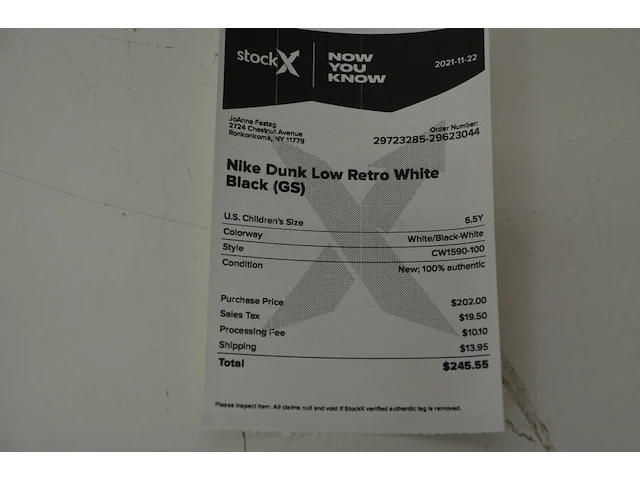 Sneakers nike dunk low retro white black (gs) maat 39 nieuw in doos (2) - afbeelding 2 van  10