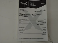 Sneakers nike dunk low retro white black (gs) maat 39 nieuw in doos (2) - afbeelding 2 van  10