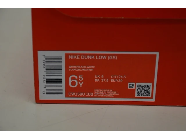 Sneakers nike dunk low retro white black (gs) maat 39 nieuw in doos (2) - afbeelding 10 van  10