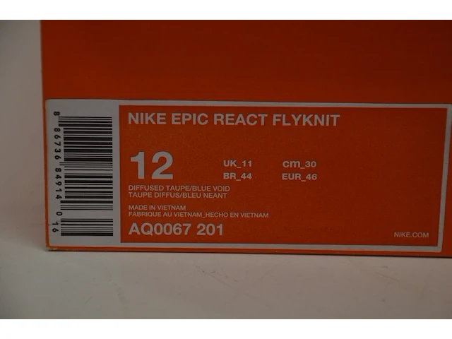 Sneakers nike epic react flyknit diffused taupe/blue void maat 46 nieuw in doos (2) - afbeelding 7 van  9