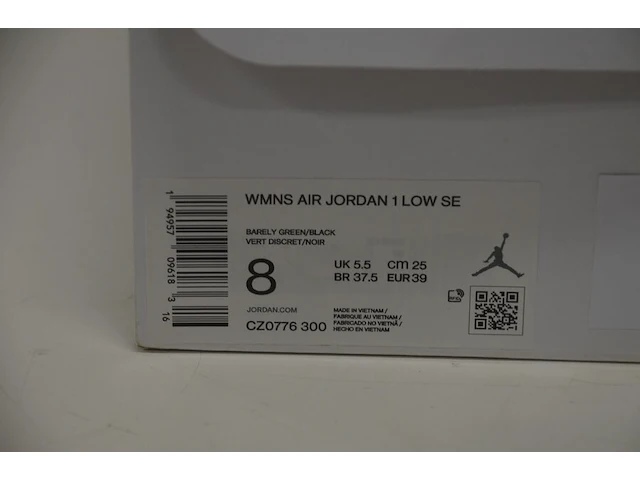Sneakers nike jordan 1 low se barely green maat 37,5 nieuw in doos (2) - afbeelding 7 van  9