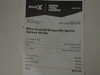 Sneakers nike zoomx dragonfly sprit spikes white maat 45 nieuw in doos (2) - afbeelding 4 van  11