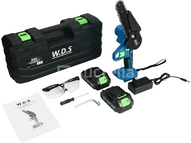 Snoerloze kettingzaag met 2 x 21v accu's en een w.d.s-lader - afbeelding 1 van  5