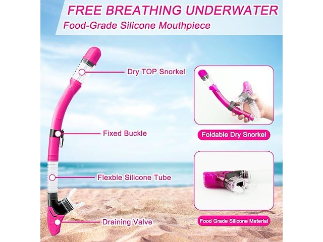 Snorkelset volwassenen roze - afbeelding 3 van  3