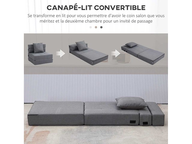 Sofa bed, fauteuil convertible 1-zitter fauteuil met 1 afneembaar kussenhoes - afbeelding 5 van  8