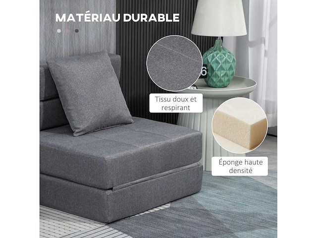 Sofa bed, fauteuil convertible 1-zitter fauteuil met 1 afneembaar kussenhoes - afbeelding 6 van  8