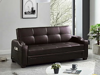 Sofa bed slaapbank in imitatie - bruin - afbeelding 1 van  7