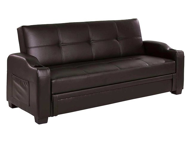 Sofa bed slaapbank in imitatie - bruin - afbeelding 4 van  7