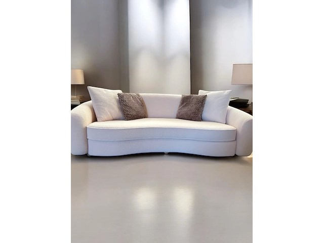 Sofa curved teddy beige - afbeelding 1 van  2