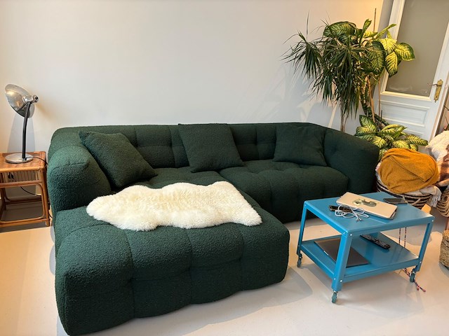 Sofa groene teddy stof - afbeelding 2 van  2