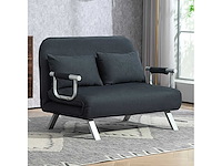 Sofa, verstelbaar in 5 standen, suède bekleding, stalen frame, kussens inbegrepen, zwart - afbeelding 1 van  5