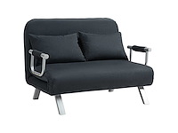 Sofa, verstelbaar in 5 standen, suède bekleding, stalen frame, kussens inbegrepen, zwart - afbeelding 2 van  5