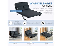 Sofa, verstelbaar in 5 standen, suède bekleding, stalen frame, kussens inbegrepen, zwart - afbeelding 4 van  5