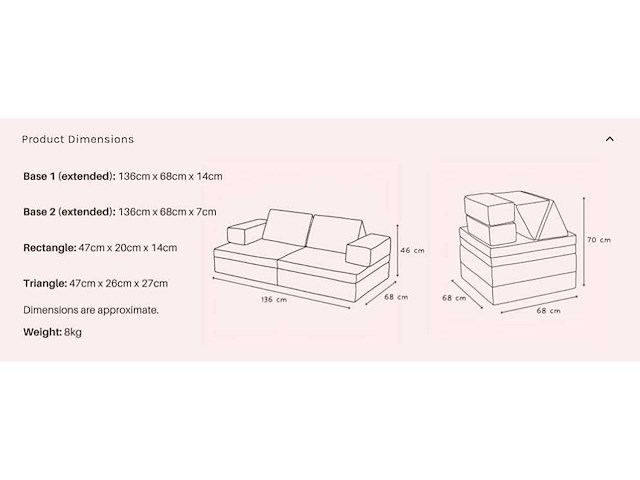 Sofa zonky- kinderzetel- nieuw - blauw - 136x68x46cm - afbeelding 3 van  4