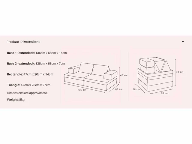 Sofa zonky- kinderzetel- nieuw - blauw - 136x68x46cm - afbeelding 3 van  4
