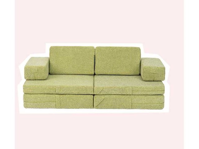 Sofa zonky- kinderzetel- nieuw - groen teddy - 136x68x46cm - afbeelding 1 van  2
