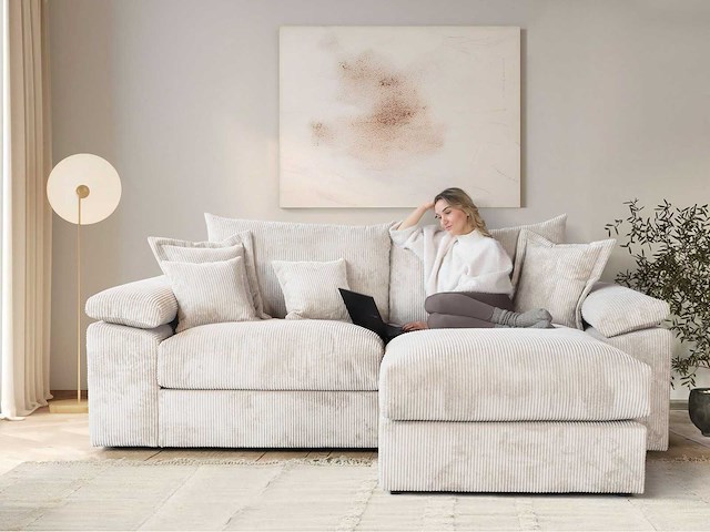Soft&cosy xl hoekbank - omkeerbaar - beige touwstof - afbeelding 1 van  14