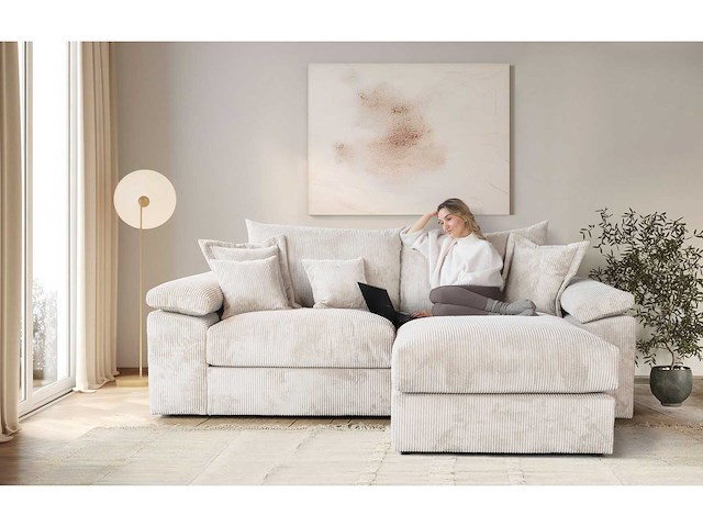 Soft&cosy xl hoekbank - omkeerbaar - beige touwstof - afbeelding 3 van  14