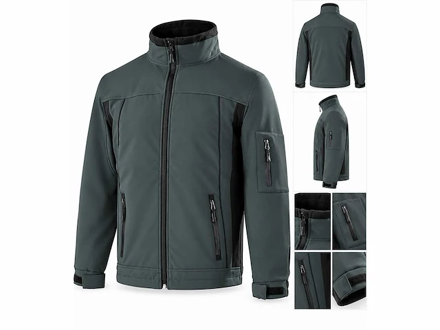 Softshell - t112 2214 - jas groen zwart maat 3xl (10x) - afbeelding 1 van  1