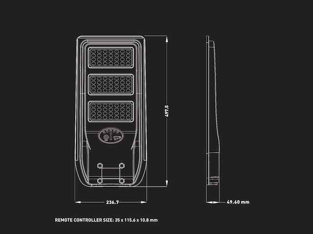 Solar 3000k 1500lm led straatverlichting met remote (6x) - afbeelding 7 van  7