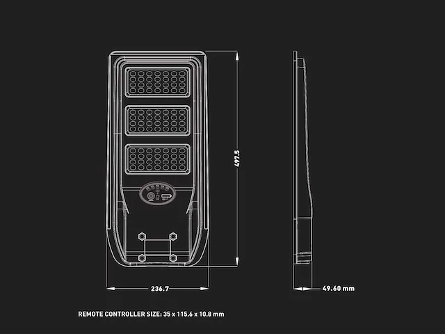 Solar 3000k 1500lm led straatverlichting met remote(4x) - afbeelding 6 van  7