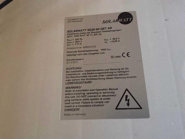 Solarwatt m220-60-gts ak zonnepaneelset - 34-delige pallet - afbeelding 4 van  4
