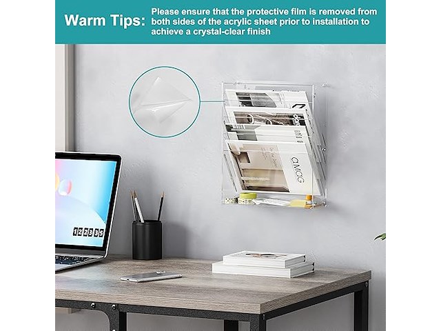 Solinxe documentenhouder acryl 5 vakken staand-hangend - afbeelding 4 van  4