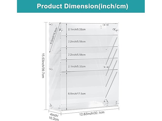 Solinxe documentenhouder acryl 5 vakken staand-hangend - afbeelding 3 van  4