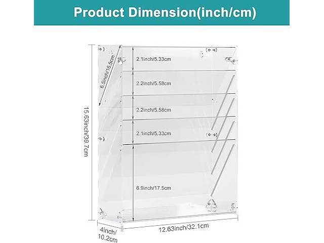 Solinxe documentenhouder acryl 5 vakken staand-hangend - afbeelding 3 van  4