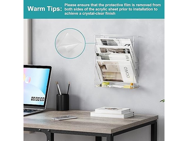 Solinxe documentenhouder acryl 5 vakken staand-hangend - afbeelding 4 van  4